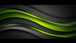 Dynamic abstract green and black waves flowing design background for modern digital art concept