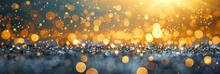 Abstract Banner Background With Blurred Golden Lights. Copy Space For Text.