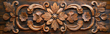Stylized Baseboard Rosette Flower Themed Wood Carving Background Frame