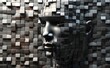 Digitales abstraktes Gesicht aus einzelnen Würfeln zusammengesetzt, Konzept Digitalisierung