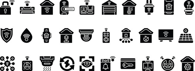 Poster - Smarthome Icon Set With Solid Style, Catergory : Smarthome, Internet, Technology, Wifi