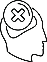 Poster - no head memory icon outline vector. ebony head. work lost health