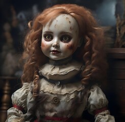 Scary haunted beautiful doll