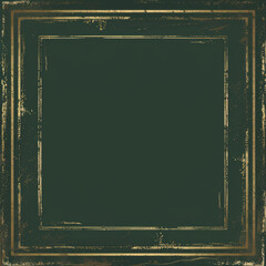 Vintage, distressed frame in gold on a green background. Rustic, weathered. 1x1