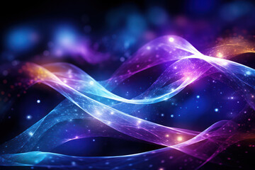 Poster - Glowing Blue Abstraction: Futuristic Light Wave on Dark Background