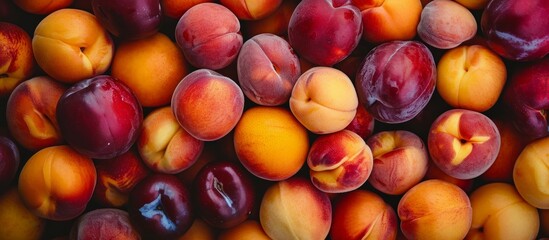 Sticker - A bountiful pile of fresh and ripe peaches ready to be enjoyed