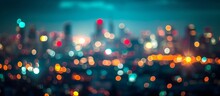 A Majestic Cityscape With Automotive Lighting Creating A Colorful Glow Against The Night Sky, Showcasing A Metropolis On The Horizon. The Citys Skyline Is Blurred, Resembling A Painting In Motion