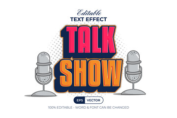 Poster - talk show text effect 3d style. editable text effect vector.
