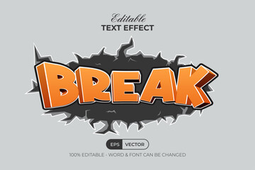Poster - Break Text Effect 3D Style. Editable Text Effect.