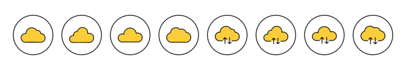 Wall Mural - Cloud icon set vector. cloud sign and symbol