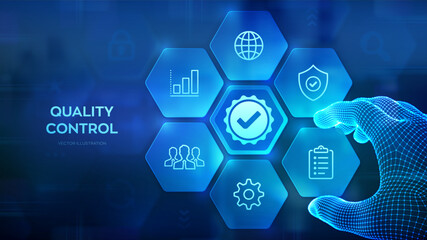 Wall Mural - quality control. quality standards control assurance warranty. iso standardization certification. wi
