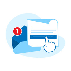 Poster - Account activate by click link sent in the email for verification or confirmation concept illustration flat design vector. simple modern graphic element for landing page ui, infographic, icon