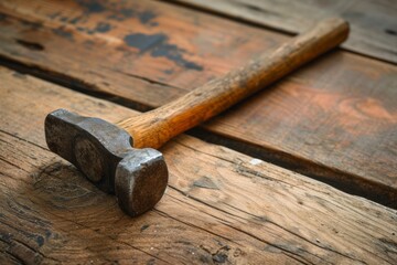 Hammer on wooden planks