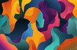 © mast3r - creative colorful women face shapes silhouettes collection abstract background horizontal