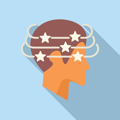 Sticker - Vertigo stars icon flat vector. Dizziness brain. Health human problem