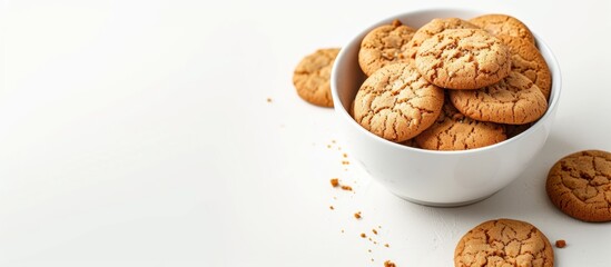 Wall Mural - Delicious homemade cookies in a glass bowl on a clean white table surface