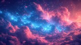 Fototapeta Most - electric blue cloud formations and nebulae illuminating the depths of space