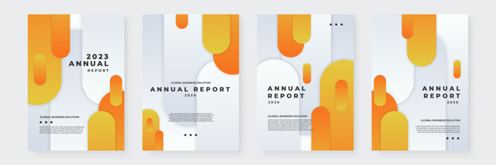 Wall Mural - Yellow orange and white vector abstract corporate annual report template with shapes for annual report and business catalog, magazine, flyer or booklet. Brochure template layout