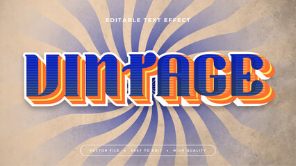 Wall Mural - Blue orange and beige vintage 3d editable text effect - font style