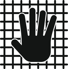 Poster - Net palm scanning icon simple vector. Online database code. System social rec