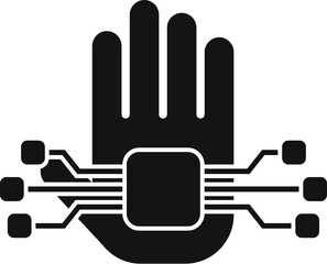 Poster - Palm processor scanning icon simple vector. Social system. Rec data tone