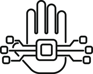 Poster - Palm processor scanning icon outline vector. Social system. Rec data tone