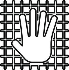 Poster - Net palm scanning icon outline vector. Online database code. System social rec