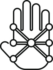Poster - Point palm scanning icon outline vector. Voice verification. Access data id