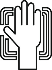 Poster - Scan palm hand icon outline vector. Automatic identity. Signature facial