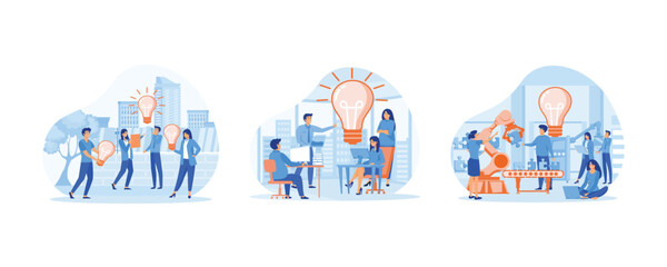 Poster - brainstorm concept. online assistant at work. finding new solutions, generating and generating ideas