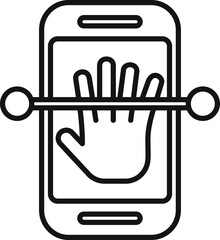 Poster - Phone scan palming icon outline vector. Bio smart software. Registration code