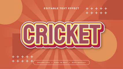 Wall Mural - Orange and red cricket 3d editable text effect - font style