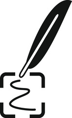 Poster - Feather handwriting icon simple vector. Signature scanning. Bio sound