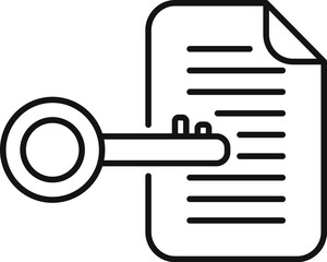 Poster - Key paper approve icon outline vector. Person access. Registration automatic