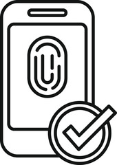 Sticker - Phone access fingerprint icon outline vector. Scan human privacy. Registration check