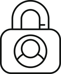 Wall Mural - Lock data person icon outline vector. Scan signature. Automatic registration