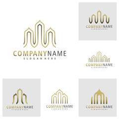 Set of Mosque logo design vector. Creative Mosque logo concepts template