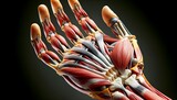 Fototapeta  - human hand anatomy, muscle system 3d visualization medical and study