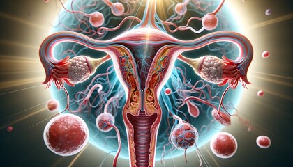 Wall Mural - human reproductive system anatomy, 3d visualization medical and study