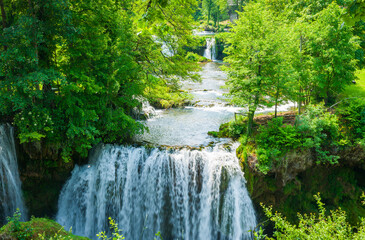 Sticker - Luxuriant Waterfall village of Rastoke in Croatia