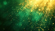 Asymmetric Green Light Burst, Abstract Beautiful Rays Of Lights On Dark Green Background With The Color Of Green And Yellow, Golden Green Sparkling Backdrop With Copy Space