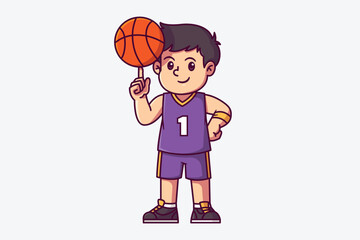 Cute basketball player cartoon character