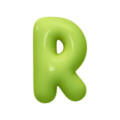 Fototapete - letter R. letter sign green color. Realistic 3d design in cartoon balloon style. Isolated on white background. vector illustration