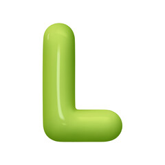 Poster - letter L. letter sign green color. Realistic 3d design in cartoon balloon style. Isolated on white background. vector illustration