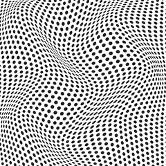Poster - abstract monochrome wavy dot curved pattern vector background.