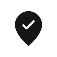 Fototapete - checked Location pin icon with check mark tick symbol, map pointer with checkmark icons