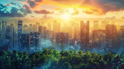 Wall Mural - a slide background for showcasing a positive image of the modern civilization 