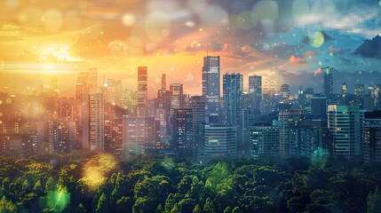Wall Mural - a slide background for showcasing a positive image of the modern civilization 