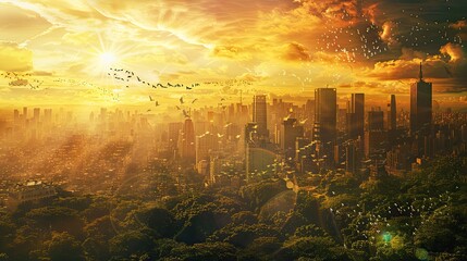 Wall Mural - a slide background for showcasing a positive image of the modern civilization 