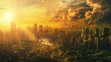 Wall Mural - a slide background for showcasing a positive image of the modern civilization 